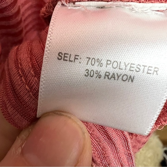 LUCKY BRAND Rose tone Striped Short Sleeves with Ties Top. Size Large - Picture 6 of 7